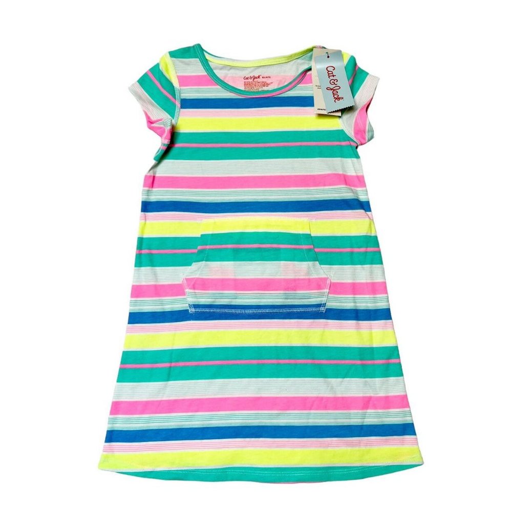NWT Cat & Jack Neon Stripe Adaptive Sundress Size 4/5